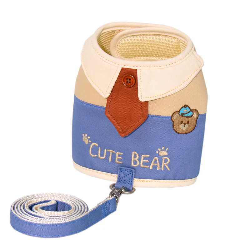 Dog Cute Little Bear Chest Strap Walking Dog Leash Vest Style Teddy Walking Dog Harness and Leash Set Puppy Accessories