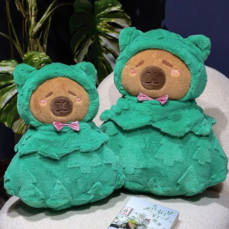 ตุ๊กตาคาปิบาร่าน่ารัก ต้นคริสต์มาส ของเล่นตุ๊กตาขนนุ่ม หมอนนุ่มสบาย ตกแต่งห้อง โซฟา ตุ๊กตาน่ารัก ของขวัญคริสต์มาส