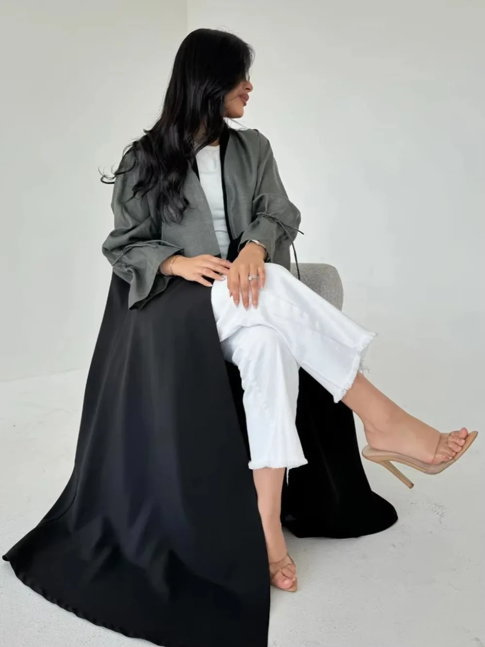 Muslim Women Abaya Dress Eid Caftan Patchwork Abayas Cardigan Casual Long Robe Kaftan Party Ramadan String Cuff Sleeve Robe 2025