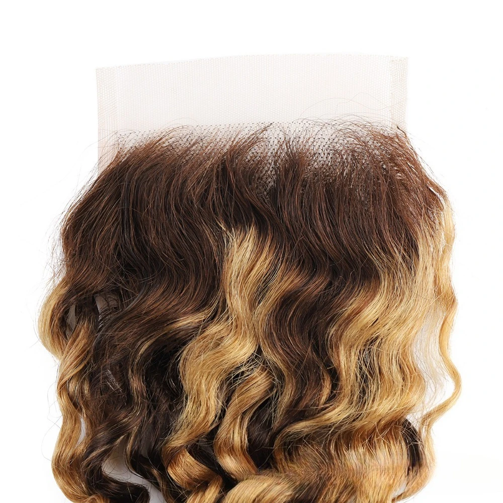 4*4 الدانتيل إغلاق الدانتيل الشفاف المنسوجة البيانو اللون موجة عميقة كتلة الشعر نظرة طبيعية كامل اليد النسيج جودة عالية