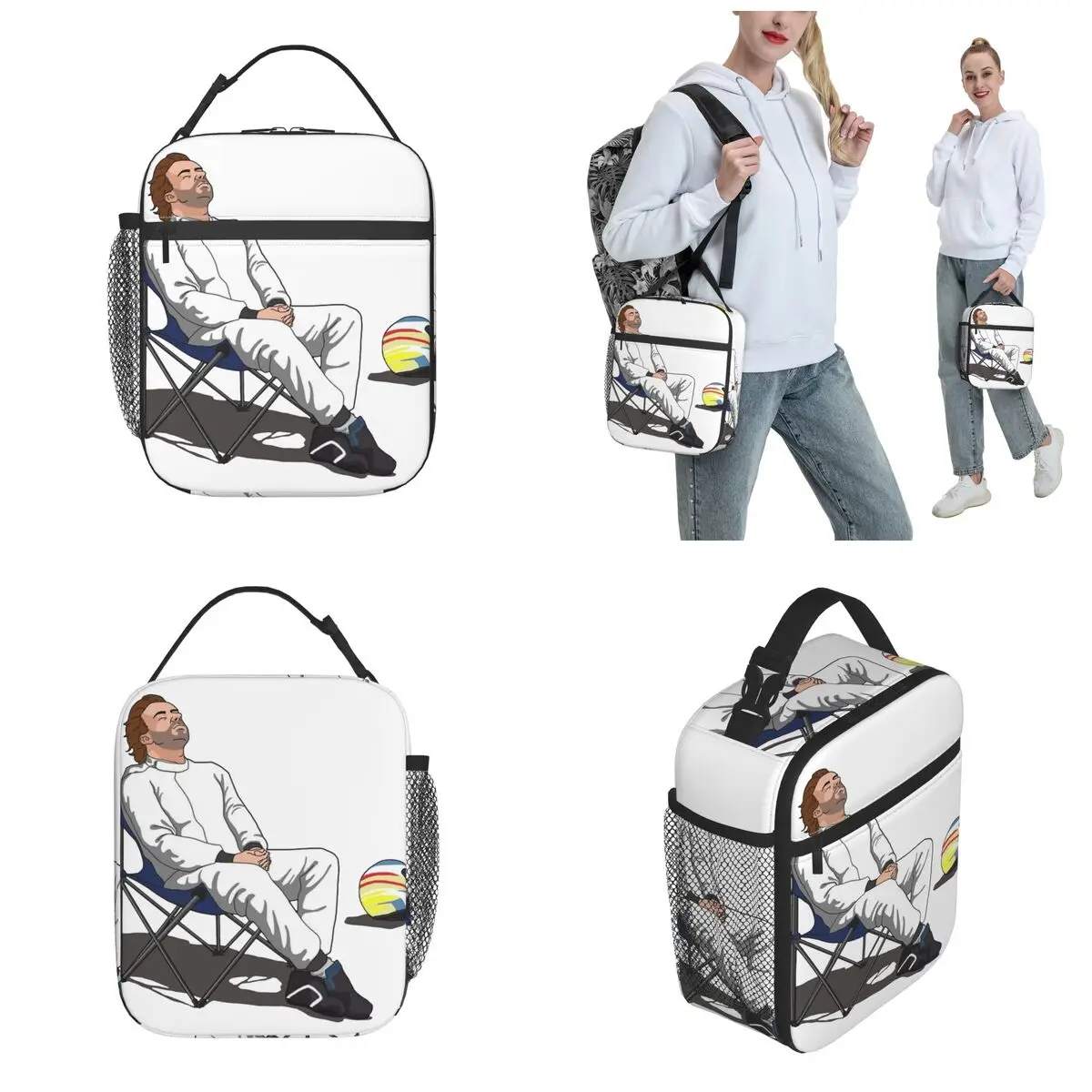 فرناندو ألونسو 14 سباق اسبانيا حقيبة الغداء مانعة للتسرب حاوية الغداء حقيبة حرارية حمل علب الاغذية كلية السفر الغذاء حقائب اليد