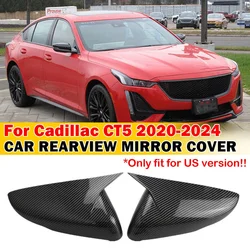 For US Cadillac CT5 CT6 2020-2024 Car Sticker Rearview Side Mirror Cover Wing Cap Exterior Door Rear View Case Trim Carbon Fiber