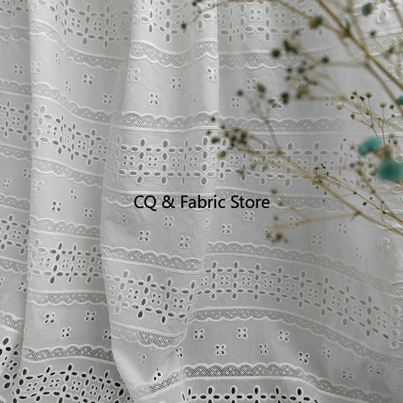 

130 см ширина с белым цветком и вышивкой, хлопковая ткань, платье/одежда/ скатерть/материал для штор «сделай сам», швейные аксессуары