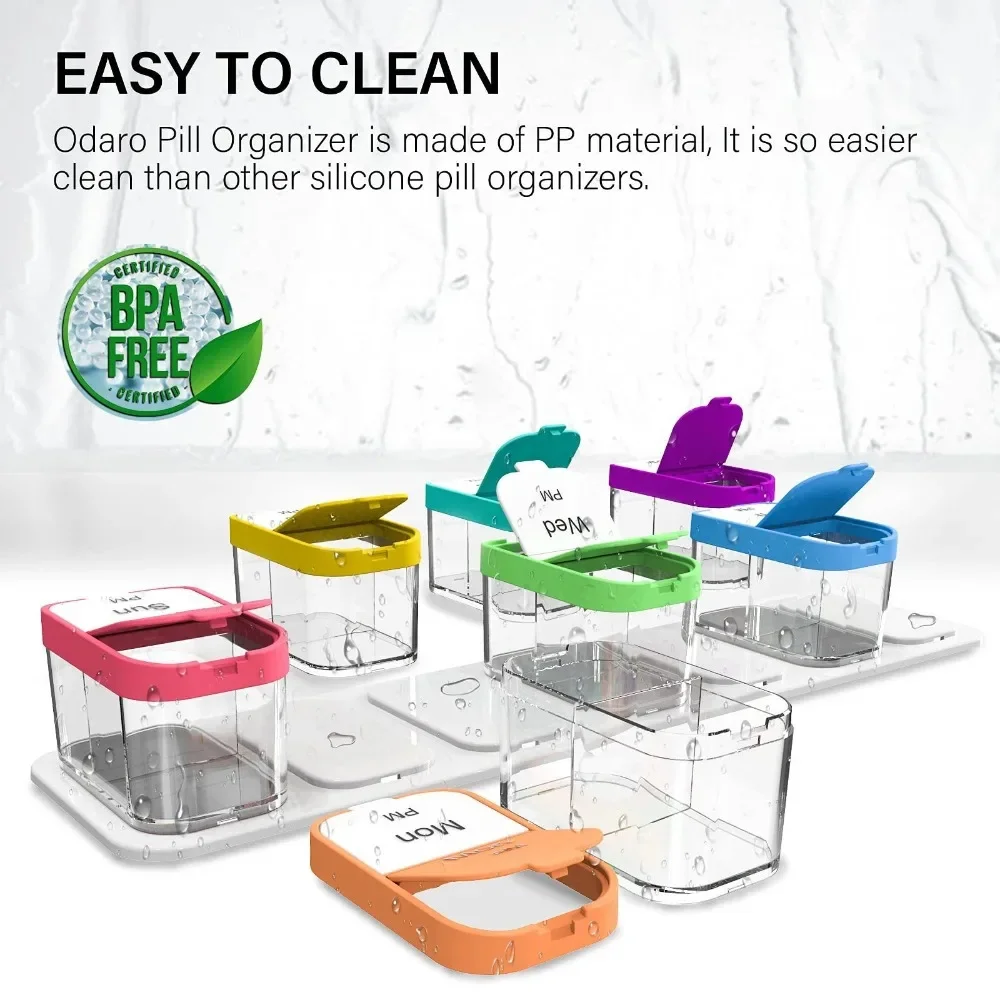New Premuim Portable Large 14 Grids Weekly Pill Organizer 2 Times A Day Daily Box 7 Day Pill Case for Medicine Vitamin Fish Oil
