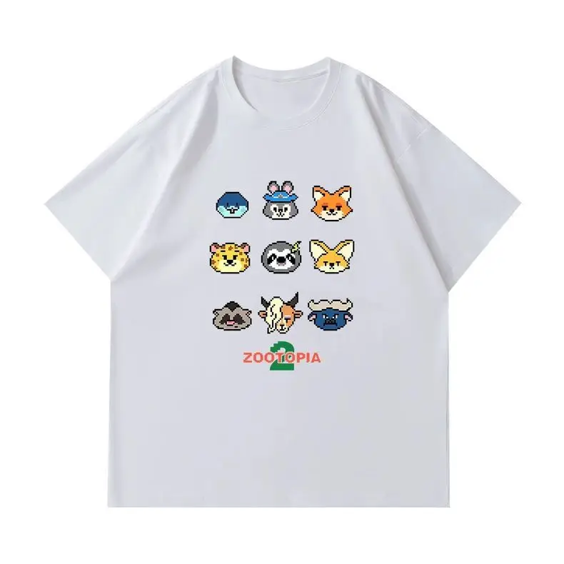 Zootopia تي شيرت رجالي 2025 صيفي فضفاض من القطن بأكمام قصيرة مضحك كارتون نيك وايلد جودي هوبس ديزني فيلم جرافيك طباعة #3