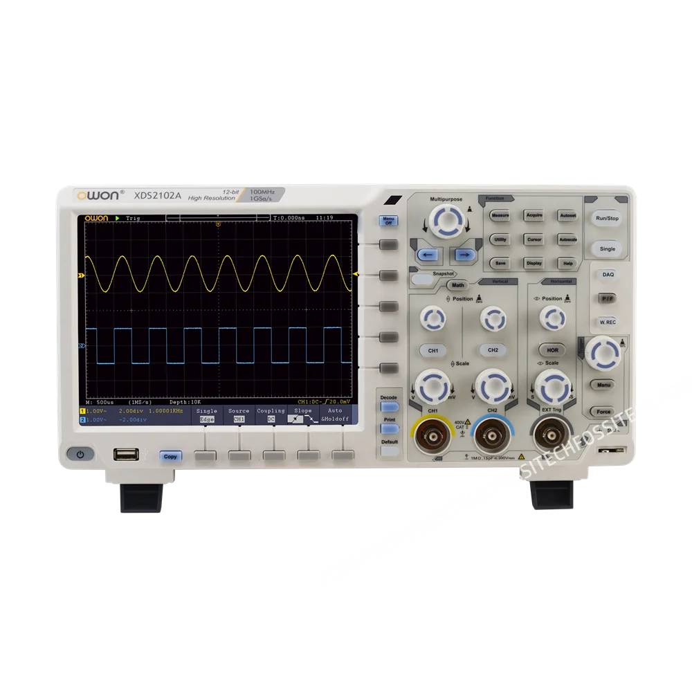 Owon alta precisão resolução osciloscópio xds2102a 100mhz 12 bits 2 +(1) canais 1gs/s osciloscópio digital de alto desempenho