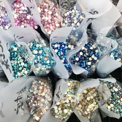 Rhinestone Crystal AB SS6 SS10 SS16 SS20 SS30  Flat Back Crystals Rhinestones Round Gems Stone  for Nail Art and Craft Glue Fix