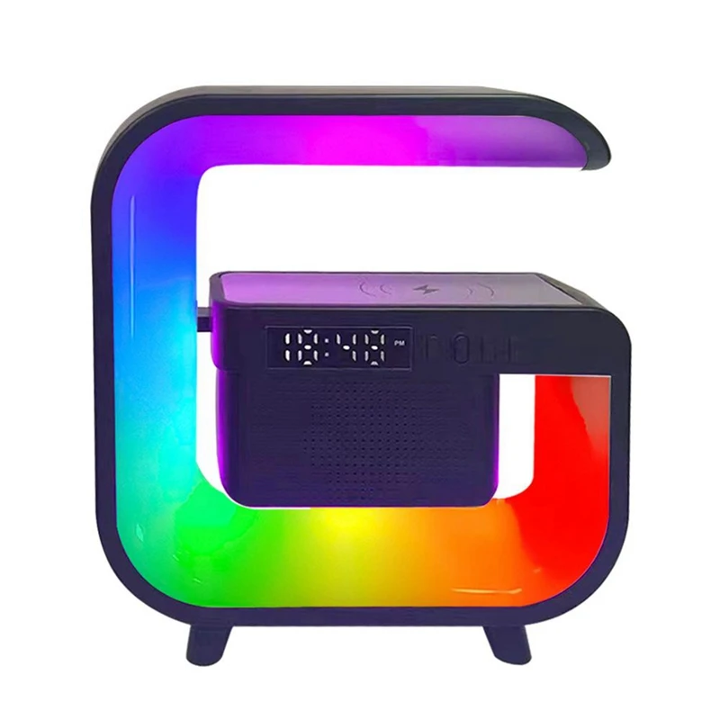 Wireless Charger Stand Bluetooth 5.0 Speaker Multifunction FM TF RGB Night Light Fast Charging Station For Smartphone