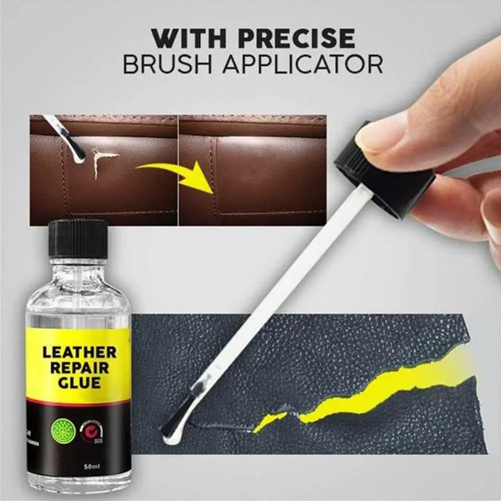 30ml Car Leather Repair Glue Auto Seat Maintenance Leather Care Liquid Rubber Leather Gel Sofa Car Leather Adhesive Glue Tool