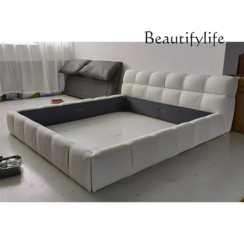 X Modern Cloud Bed Master Bedroom Fabric Light Luxury Modern Simple Japanese Tatami Floor-to-ceiling Lamb Bed