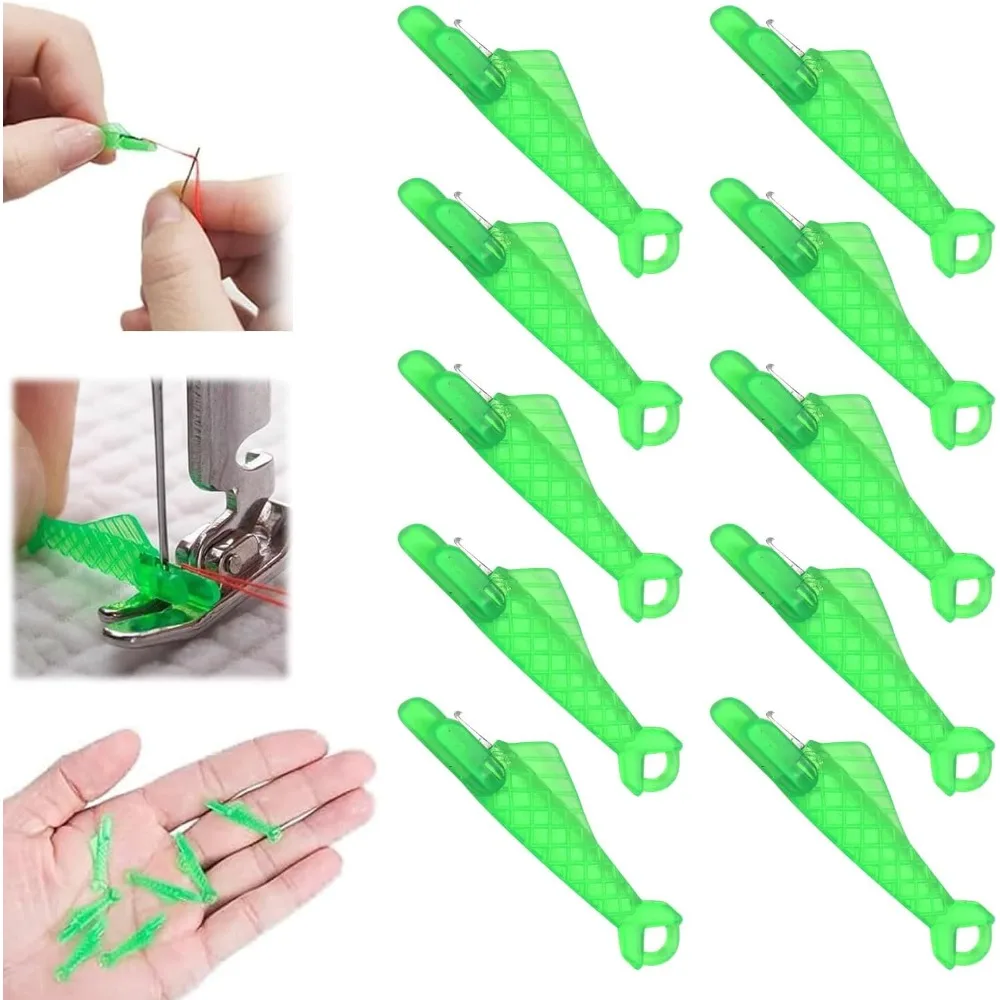 

US Shipping 10Pcs Automatic Sewing Machine Needle Threader 2024 Upgraded Quick Cycle Tool Green