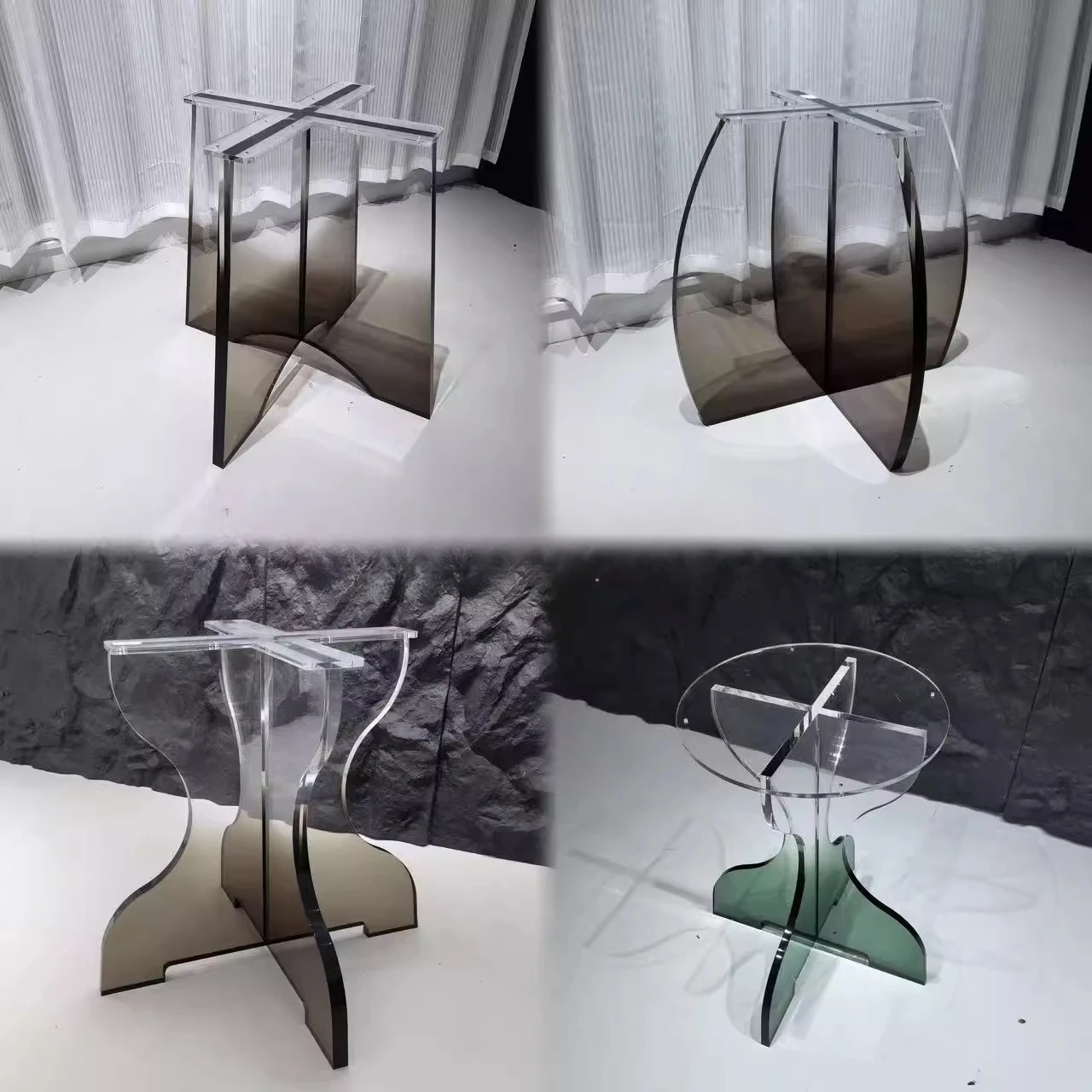 Высокая прозрачная ножка стола