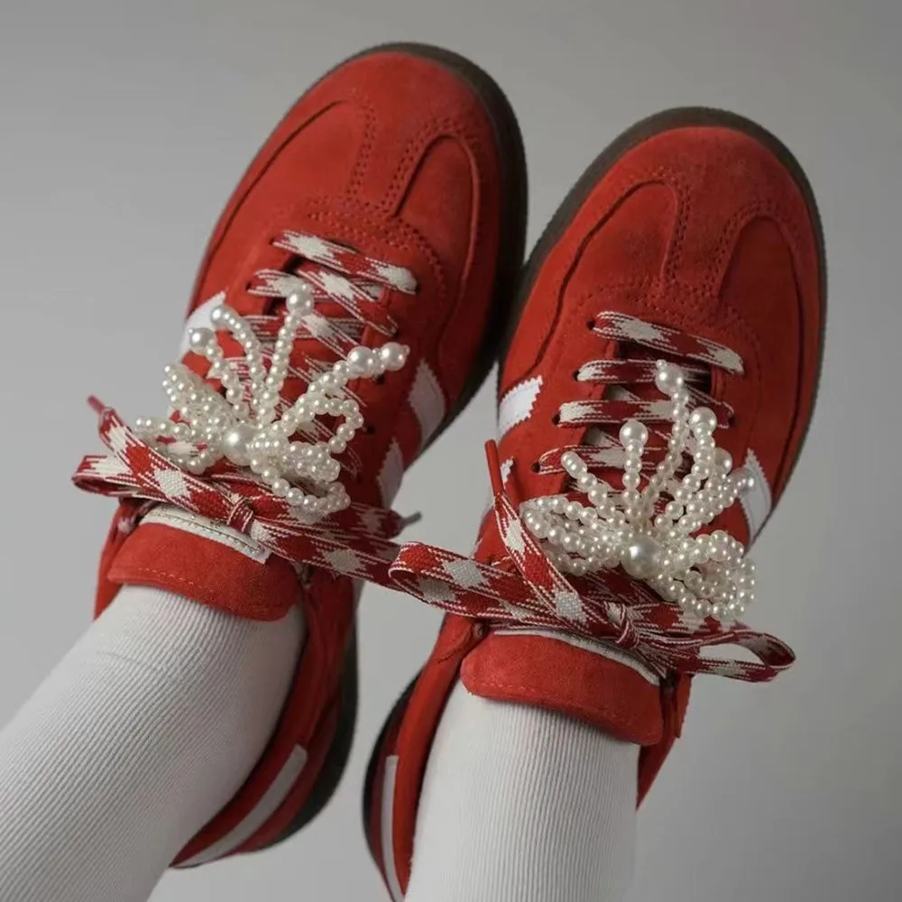 2 pcs Pearl Bow DIY Shoe Buckle Ornaments Men Women Personality Shoelace Buckle Decorative Pendant Shoelace Accessories