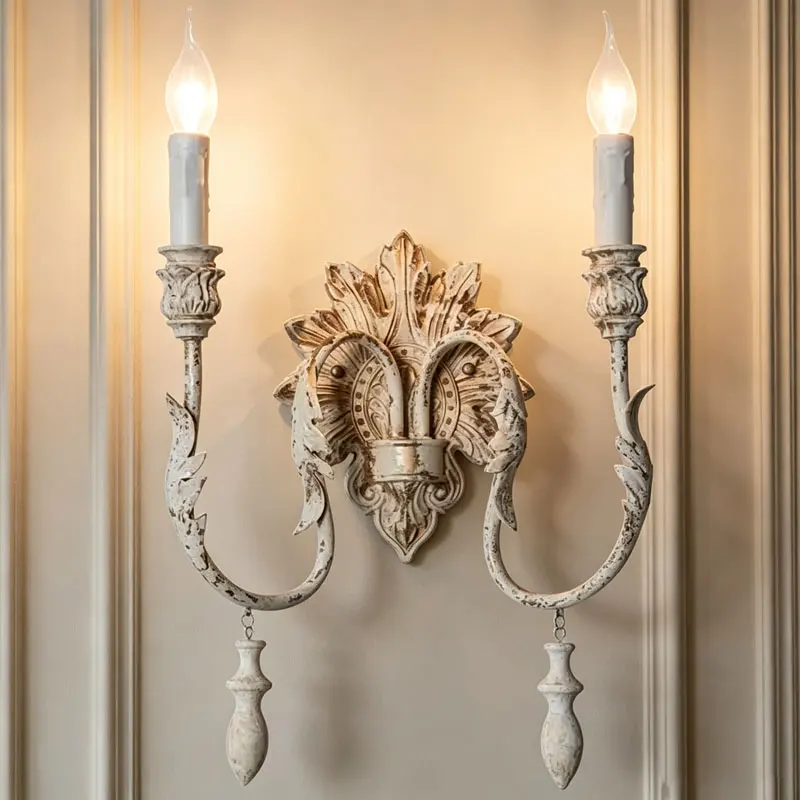 Luminária de Parede Vintage Americana Criativa em Ferro para Quarto, Luminária de Cabeceira, Luz de Parede para Corredor de Villa, Sala de Estar, Luminária Antiga de Igreja