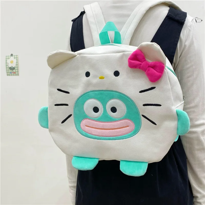 ใหม่ Sanrio อะนิเมะ Kawaii Hangyodon ไหล่กระเป๋า Hello Kitty กระเป๋าเป้สะพายหลังอเนกประสงค์ปลาขนาดเล็กแมวสี Contrast กระเป๋าเป้สะพายหลัง