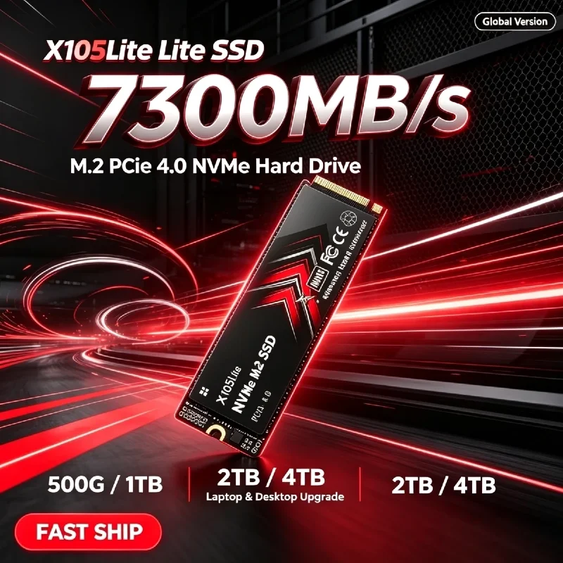 X105Lite NVME SSD M2 NVMe Portable Hard Drive Solid State Disk PCIE4.0 up to 7300MB/s 500GB 1TB 2TB 4TB for Laptop Desktop
