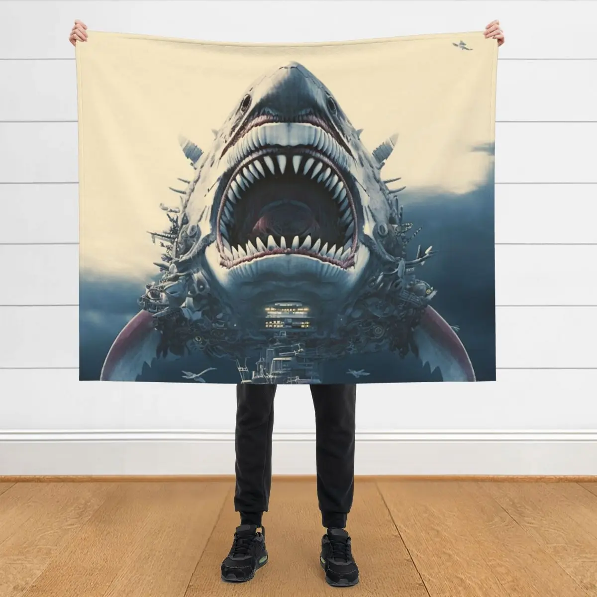 

megalodon Throw Blanket for sofa for winter Extra Large Throw Camping Blankets
