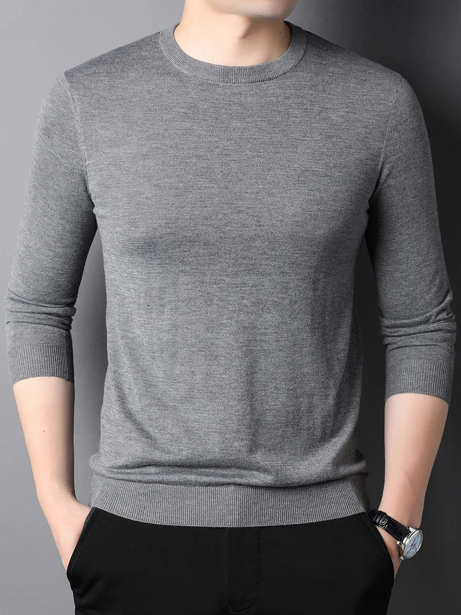 

Men's round Ne Knitted Long Sve T-irt Thin Basic Base Layer irt Casual Sle Comfortable Breathable Color