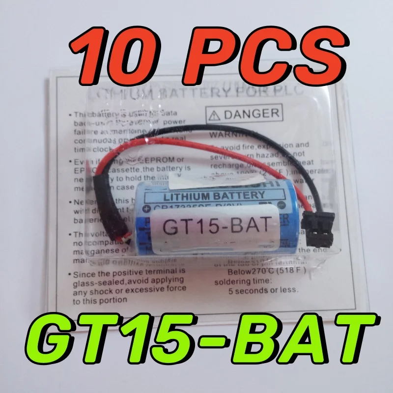 10 Pack New Original GT15-BAT CR17335 3V PLC Lithium Battery With Plug