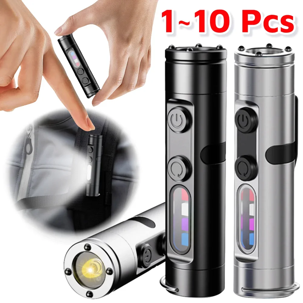 1-10Pcs Mini Flashlight - The Ultimate Everyday Micro Tool Emergency Rechargeable LED Magnetic Tactical Flashlight with Hat Clip