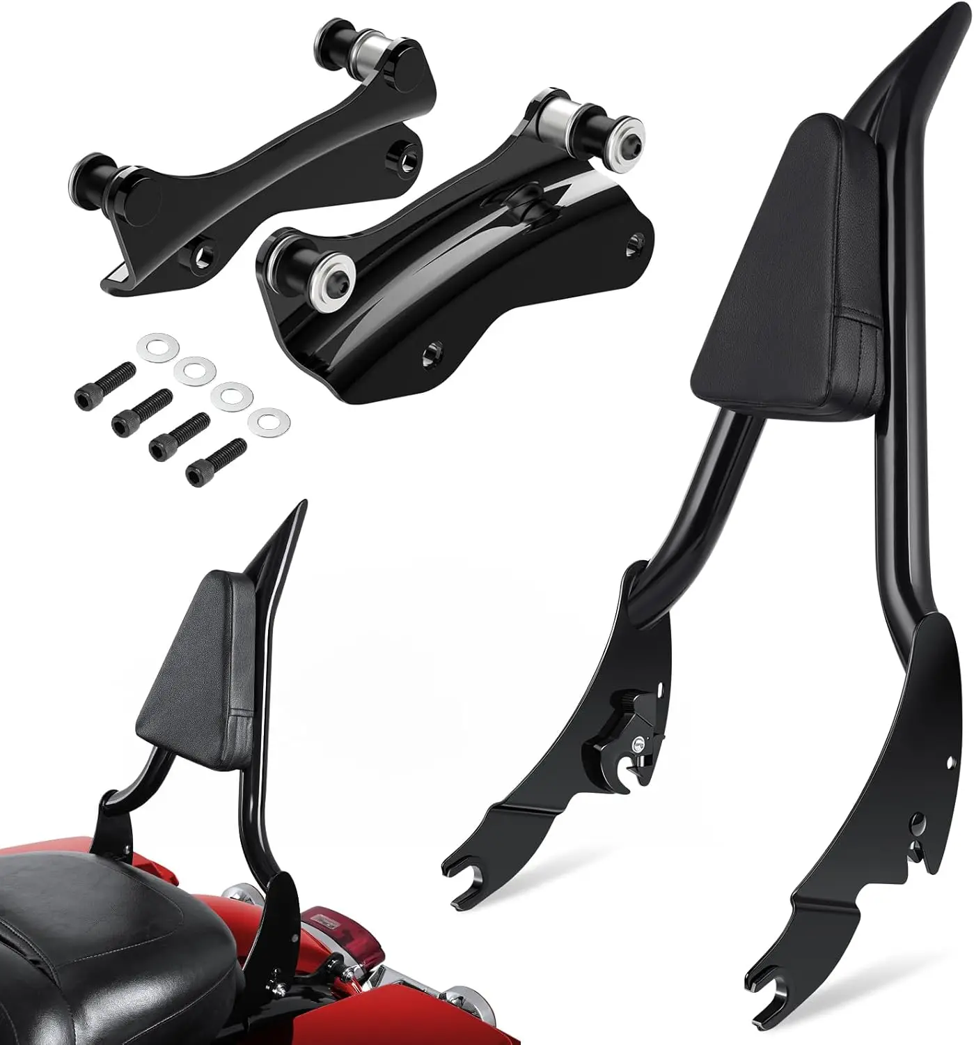 

28inch Passenger Sissy Bar Backrest and 4 Point Docking Hardware Kit Fit for Harley Davidson Touring Street Glide Electra Glide
