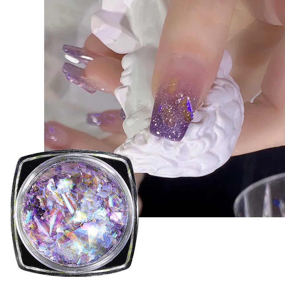 Phantom Colour Ice Crystal Snow Powder Nails Glitter Opal Powder Decal Bright Dreamy Style Aurora Manicure Sequin Decors #LEXR13