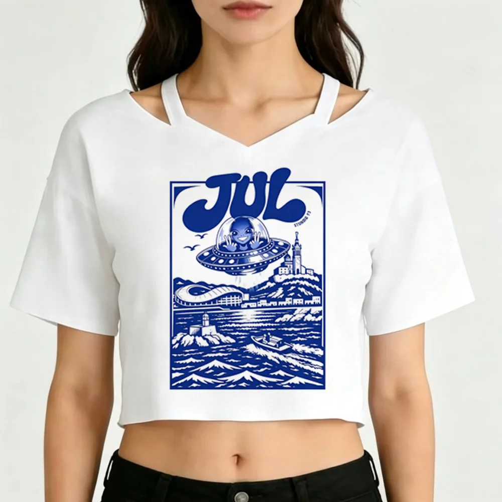 2026 Rapper Jul Grafik-T-Shirt Damenmode Hip-Hop Y2K Crop Top Lässiges Baumwoll-Kurzarmshirt