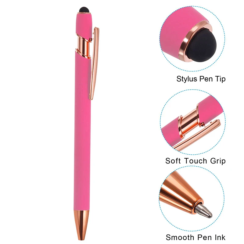 1-100 szt. 2 w 1 wielofunkcyjny metalowy aluminiowy lufa miękki rysik do ekranu dotykowego długopis kulkowy