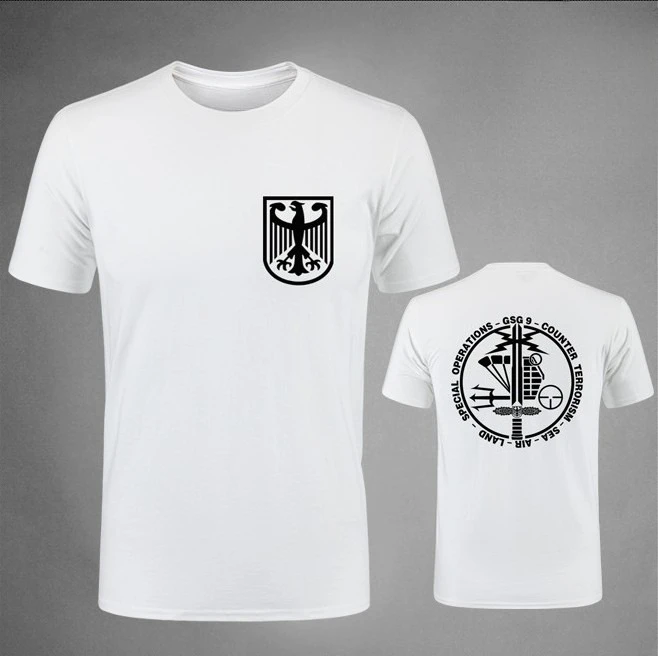 2026 Summer New German GSG9 Mark Short Sleeve Outdoor Cotton Tactical Short Sleeve T-shirt Male Army Fans T-shirt