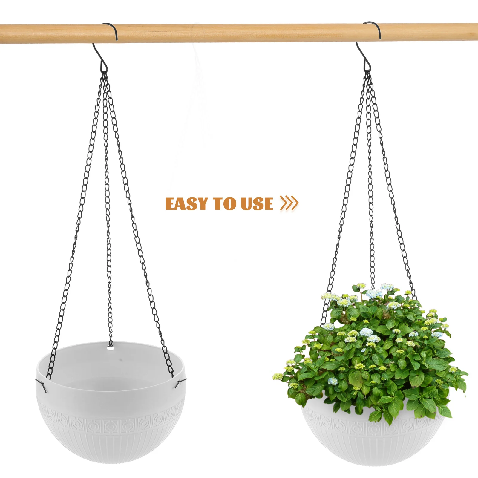 

2Pcs Self-Watering Hanging Planters Thickened Plastic Indoor Outdoor Flower Pots Automatic Watering Balcony Garden Plant Pot Net