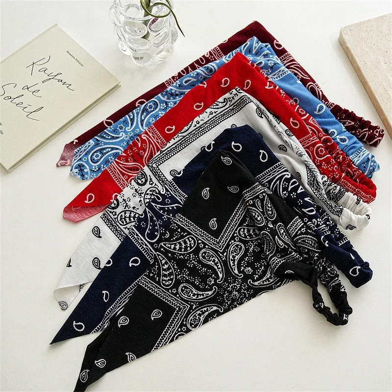 Bohemia Printing Hair Scarf Triangle Bananas New Vintage Soft Elastic Hairband Headwarp For Women Hair Accessories Girl Headband