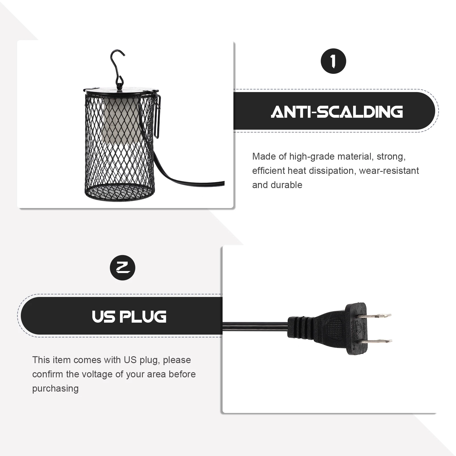 

Reptile Heat Lamp Protector Metal Net Shade Anti Scalding Cover Habitat Light Bulb Guard Efficient Heat Dissipation Reptile