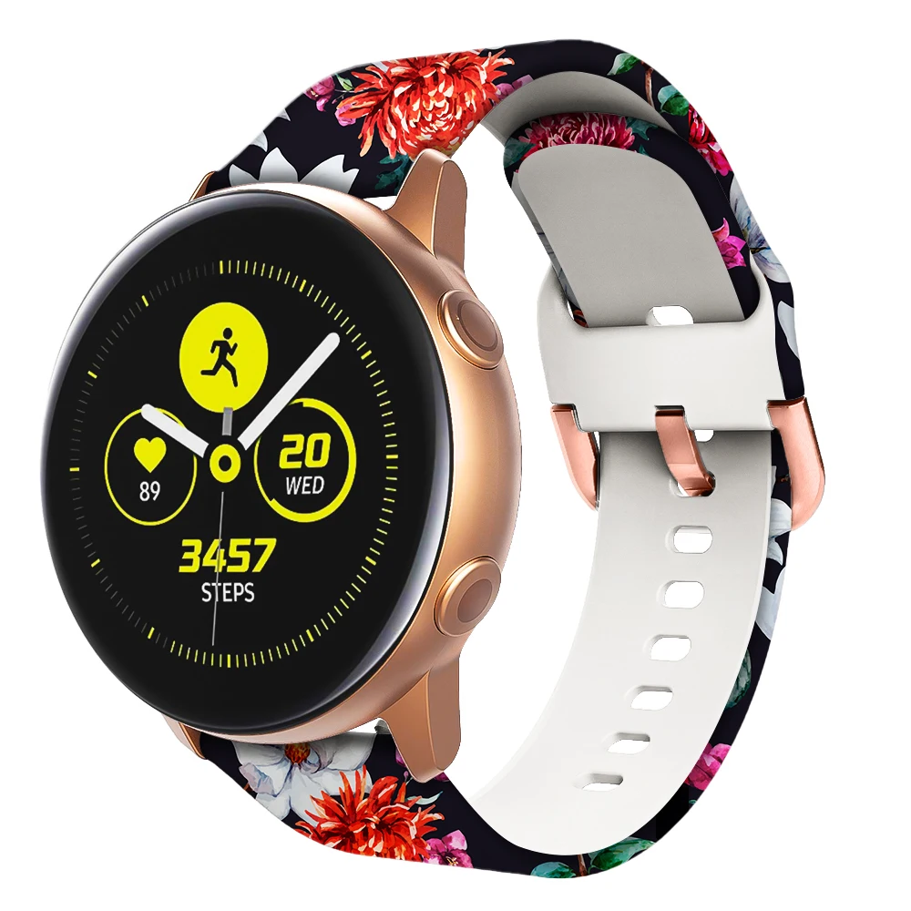 Tali silikon cetak untuk jam tangan Samsung, tali silikon cetak 6 44mm 40mm, gelang jam Olahraga 20mm untuk jam Galaxy 6 klasik 43mm 47mm