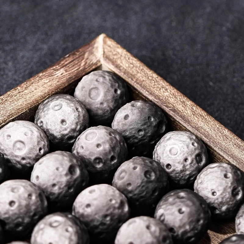 Obsidian frosted lunar meteorite beads