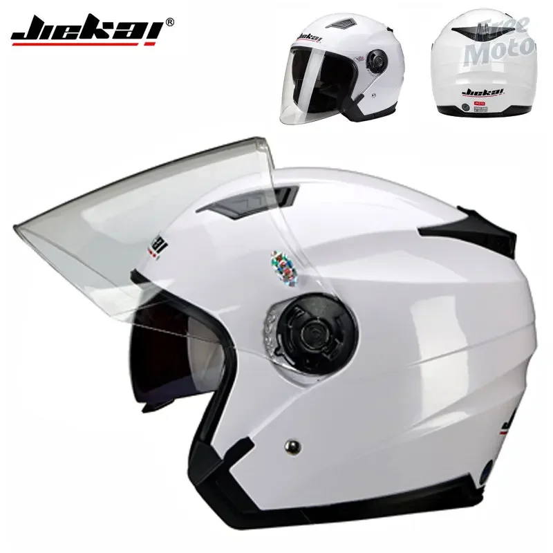 JIEKAI Motorcycle Half Helmet Men Dual Lens Scooter Moto Casco Village Riding Capacete De Moto Motocross Helmen - afbeelding 1