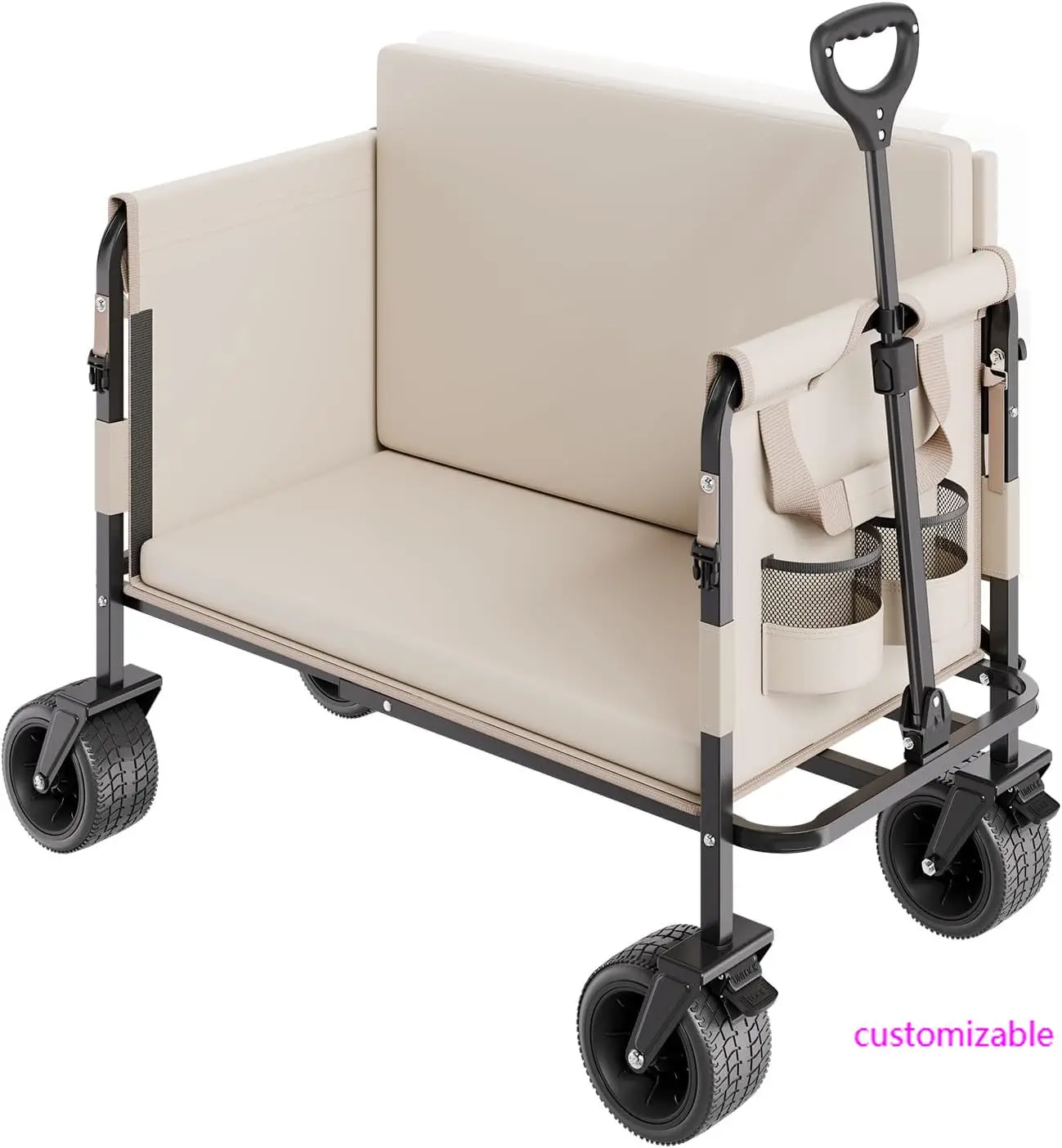 

Large 550lbs Capacity 3-in-1 Collapsible Folding Wagon with Bench Option and Wheels for Outdoor Use