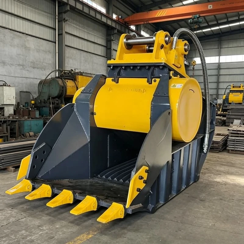 Heavy Duty Hydraulic Crusher Bucket for 30-45 Ton Excavators Q345 Steel Body for Deep Mining Hard Rock Breaking Customized