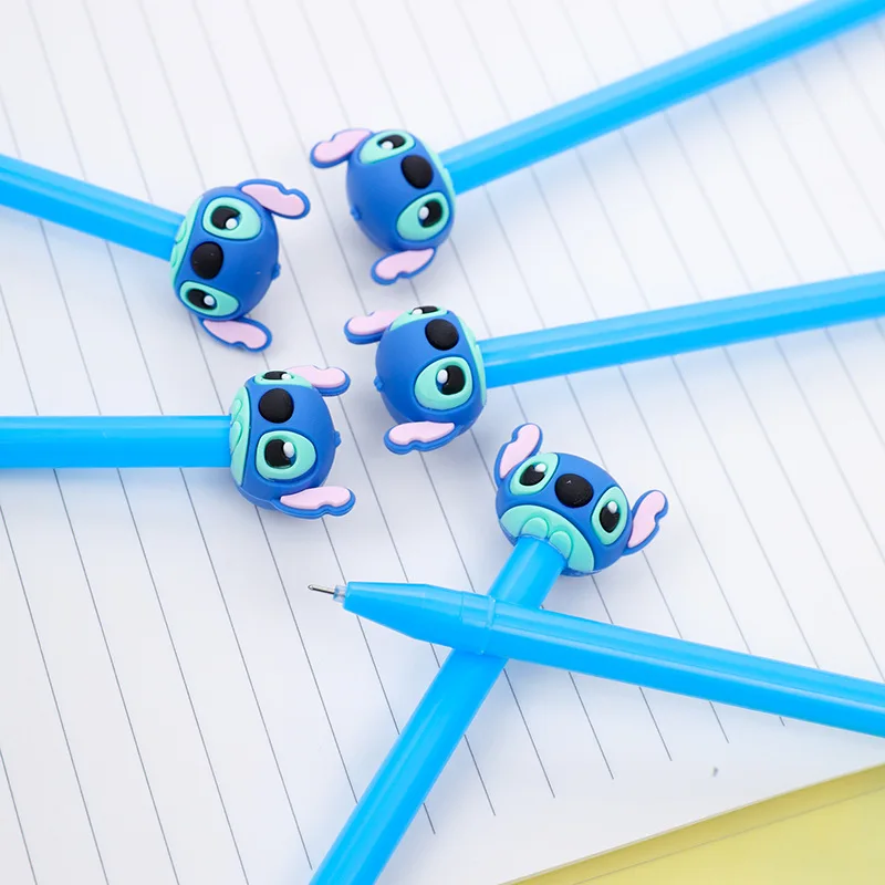 5pcs Disney Cute Stitch Ballpoint Pen, Push To Press 0.5mm Black Pen, Cartoon Student Stationery Gifts, Office Supplies