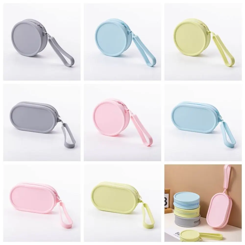

Small Korean Style Silicone Cosmetic Bag Zipper Waterproof Silicone Coin Purse Portable Round Pouches Bag Organizer Travel