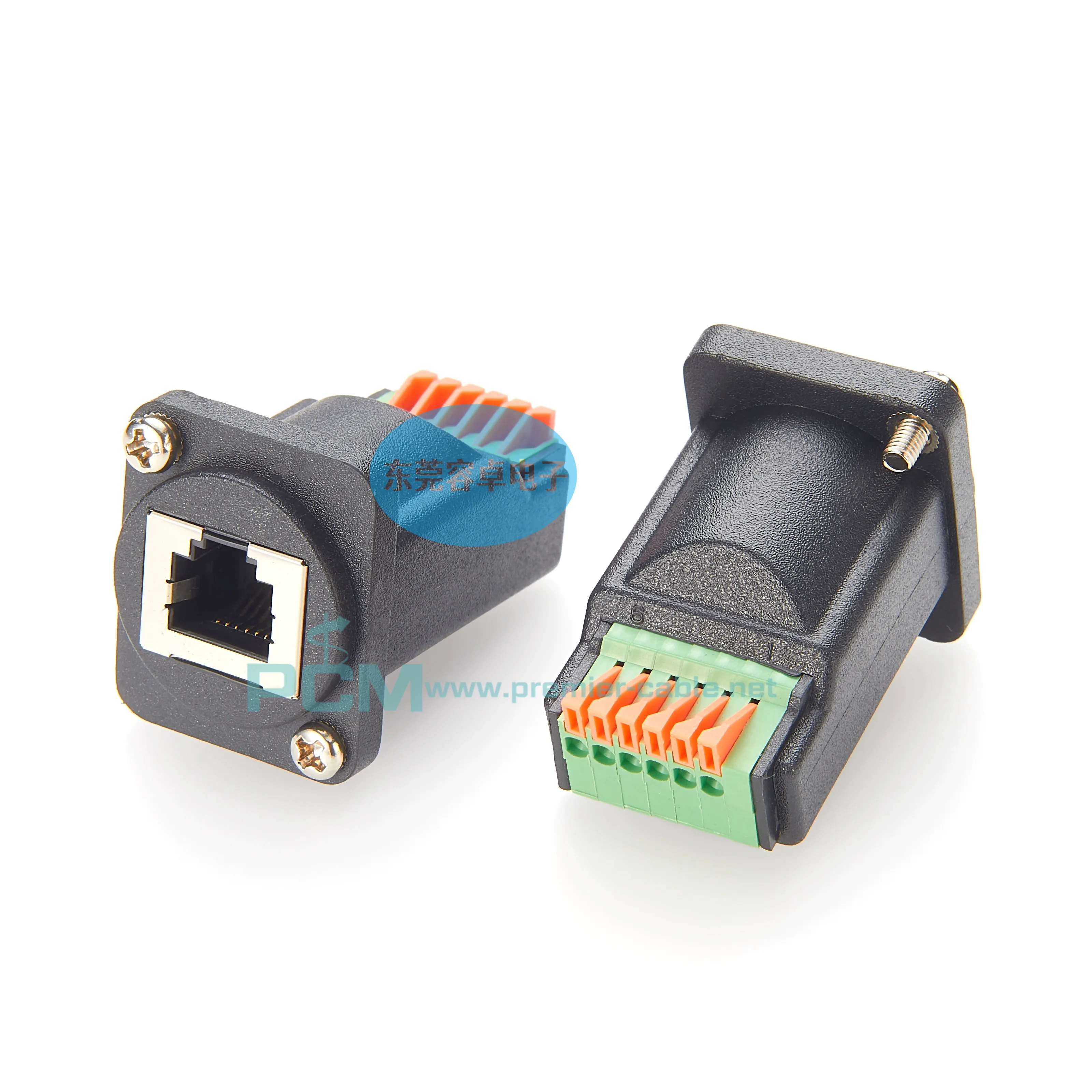 Panel-Mount D-Flange Socket RJ11 RJ12 to 6-Pin Terminal Block Solderless RJ12 Terminal Block