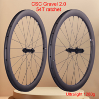 CSC Ultralight Gravel Bike Wheels 2.0 1280g Inner Rim Wide 23mm 35/40/50mm D272 54T Center Lock Hub Disc Brake Carbon Wheelset