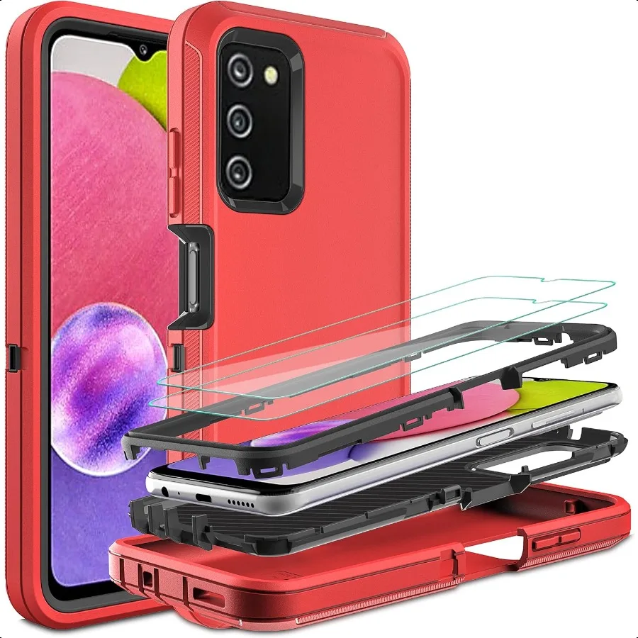 

for Samsung Galaxy A03S Phone Case Galaxy A03S Phone Case with 2 Pcs Nano ExplosionProof Film 3 in 1 Full Body Shockproof Heavy