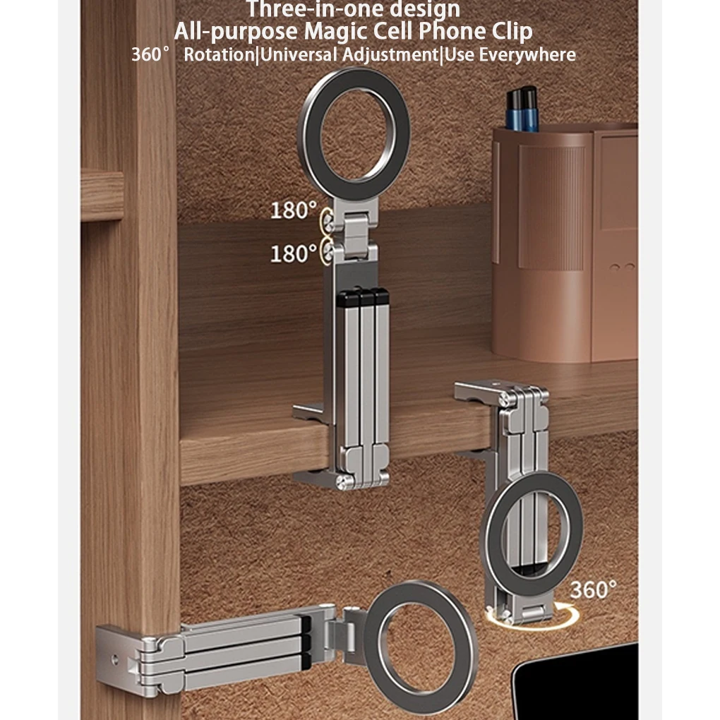 

Держатель для телефона Magsafe Plane для путешествий/автомобиля/настольного портативного магнитного держателя телефона из алюминиевого сплава 360° ° Вращающийся складной штатив