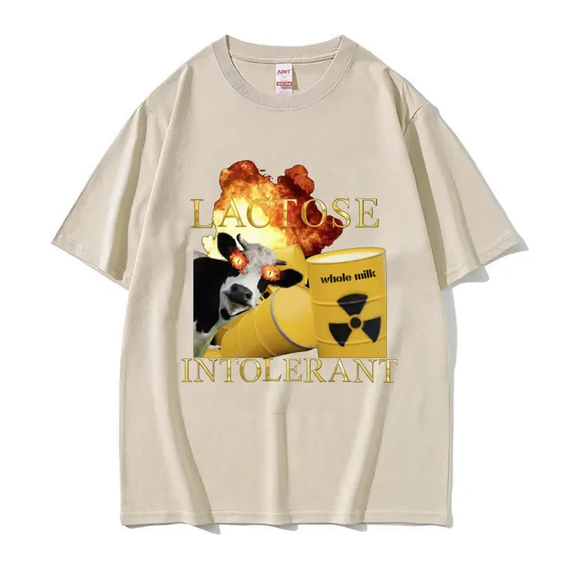 Camiseta gráfica de Meme divertida intolerante de lactosa para hombres y mujeres, camisetas de Humor Retro Harajuku, Camiseta informal de algodón 100% para hombre, ropa de calle