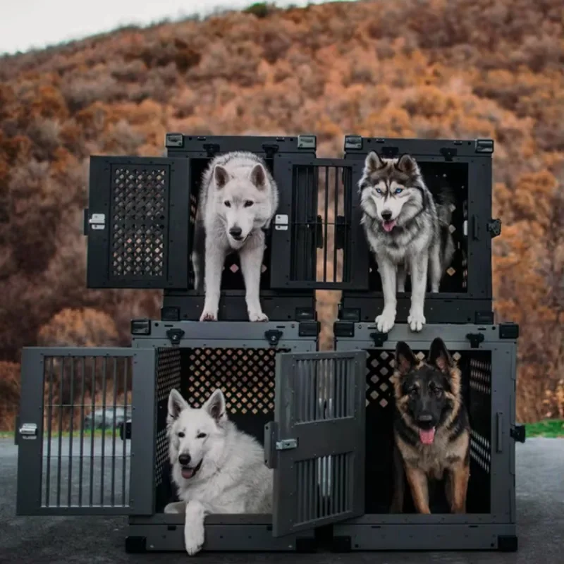 Large Black Metal Folding/Collapsible Portable Dog Travel Crate