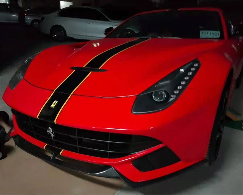 

Комплект кузова из трех частей для Ferrari F12, обновленный стиль RZ, кованое переднее волокно, передняя губа, передний бампер, губа переднего бампера