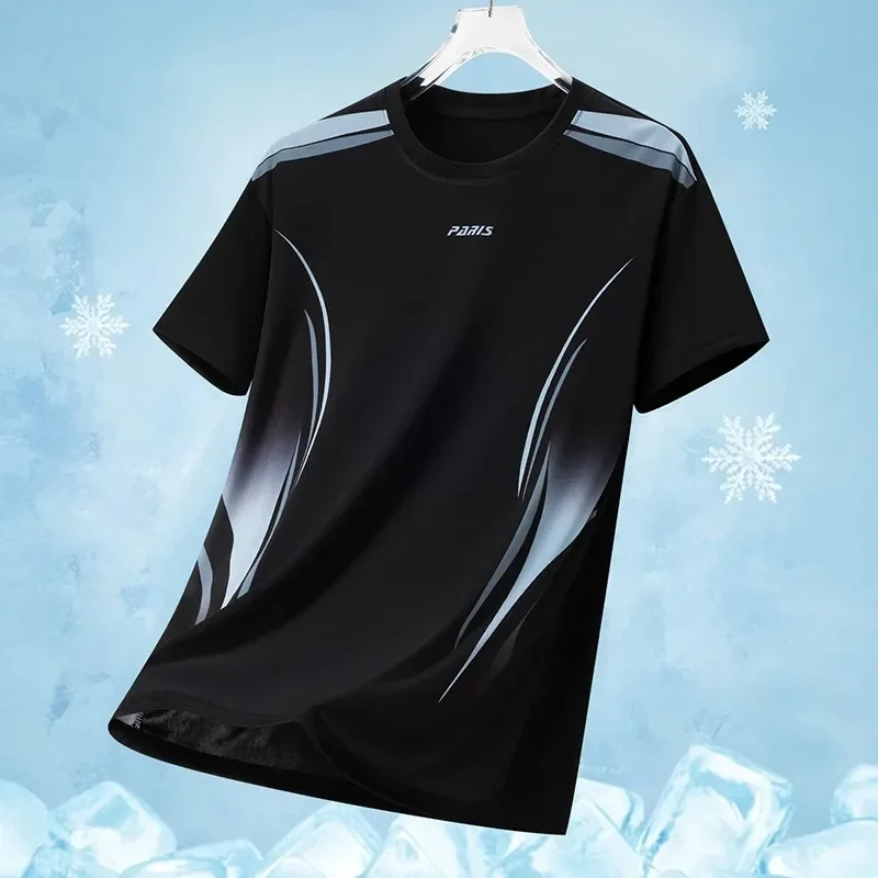 Sommer Neues Farbverlauf-Print Rundhals-T-Shirt Schnelltrocknend Sport-T-Shirt für Herren Damen Outdoor Laufen Atmungsaktive Tees Trendige Oberteile