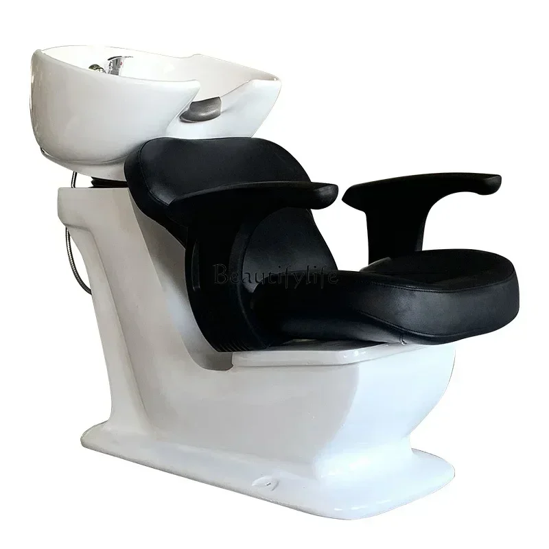 

yj5 lx29Barber Shop Shampoo Integrated Physiotherapy Bed Light Luxury Half Lying Massage Shampoo Flushing Bed
