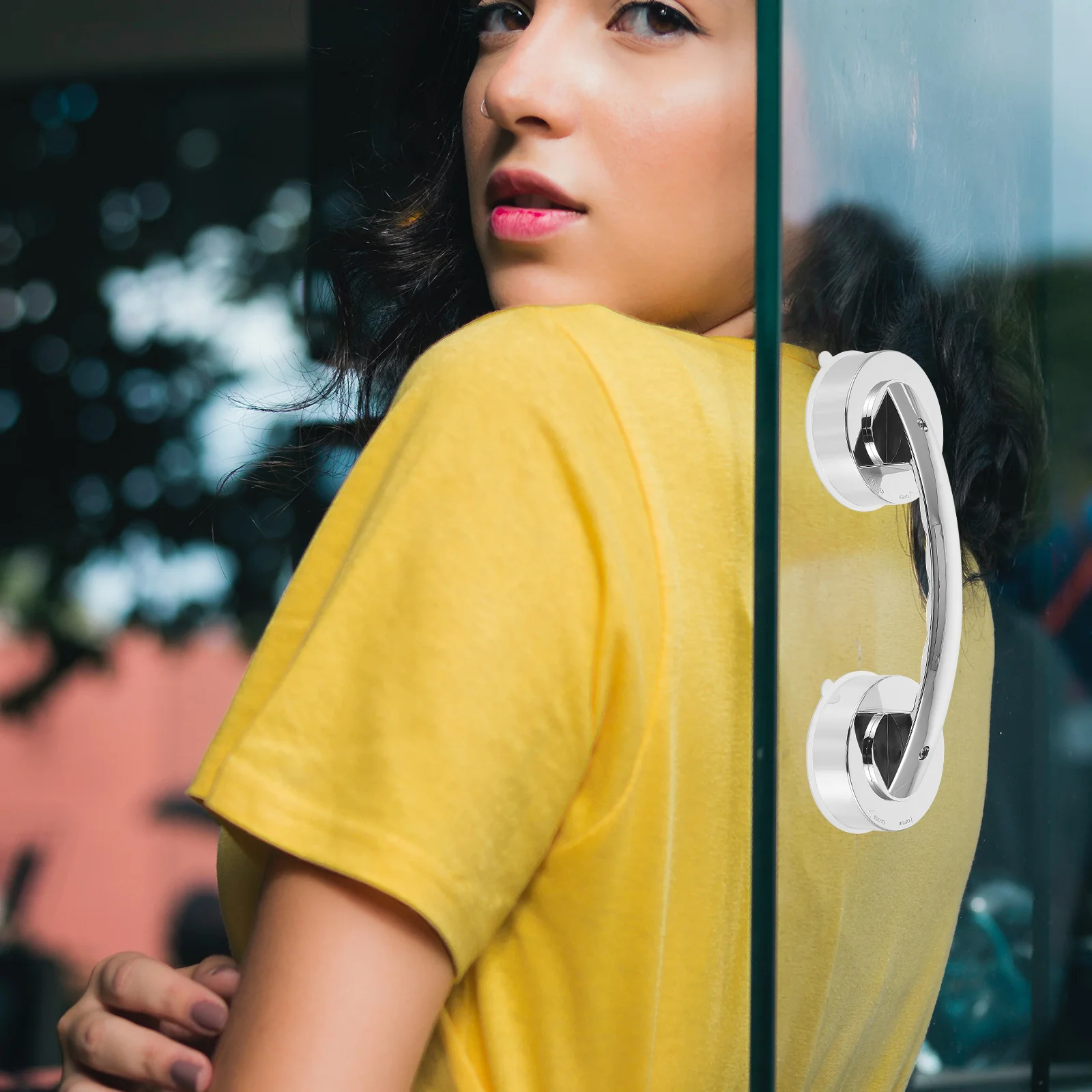 

2Pcs Door Handles Suction Cup Portable Plastic ABS Durable for Glass Doors Windows Drawers Bathroom Suction Grip Bars Strong