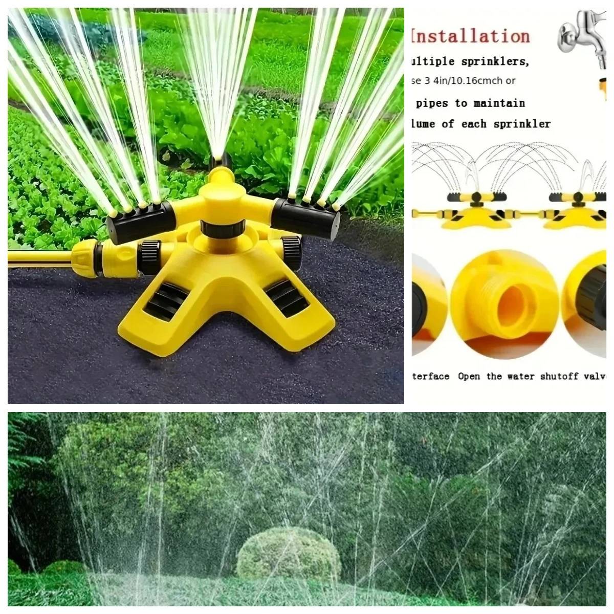 360 Degree Automatic Rotating Water pipe set Garden Lawn Sprinkler Yard Large Area Coverage Watering Irrigation Spraye
